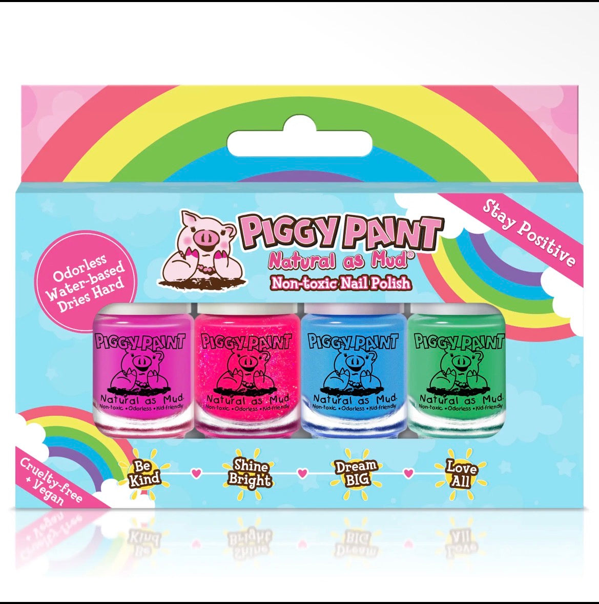 Piggy Paint Non-Toxic Nail Polish Gift Set for Kids – Stay Positive