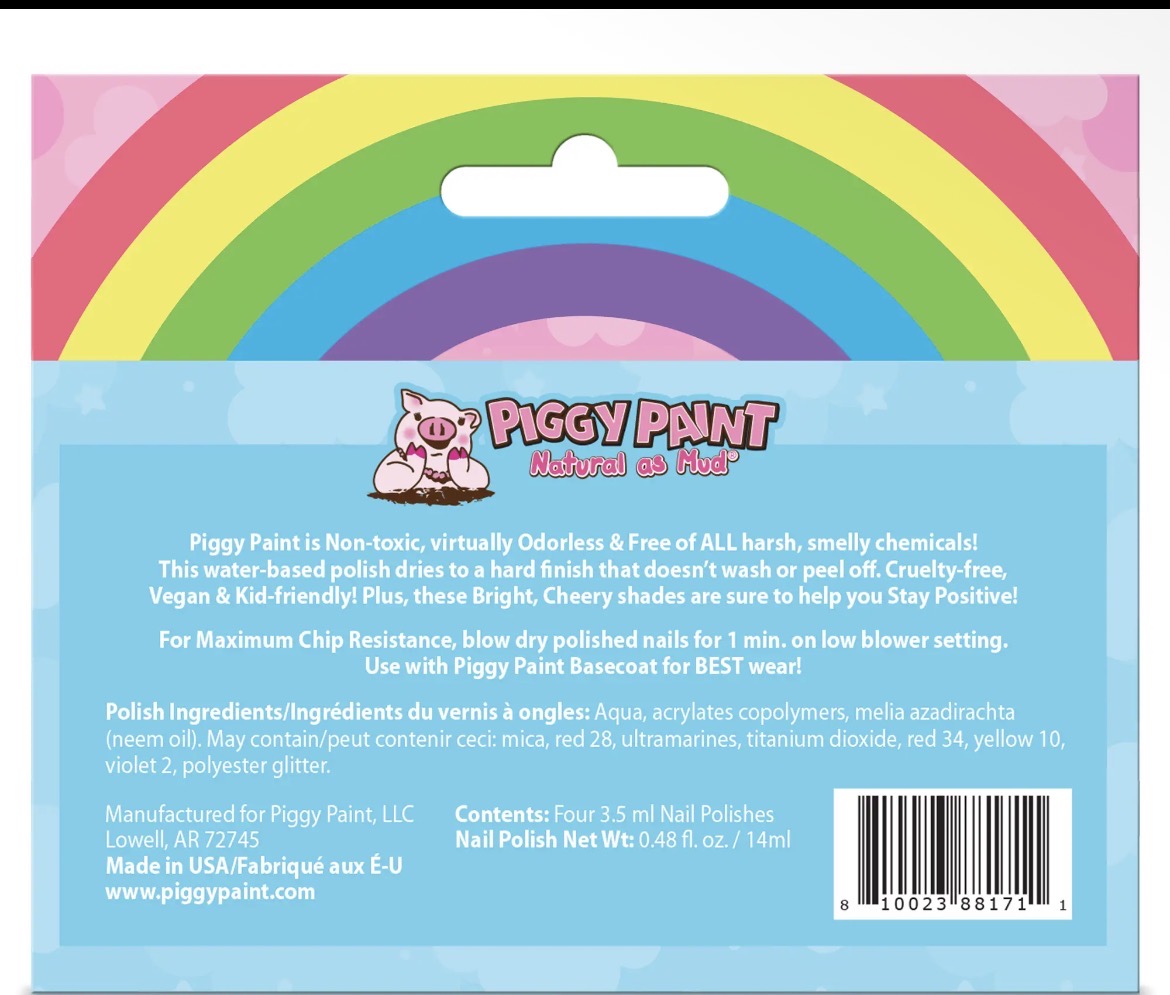 Piggy Paint Non-Toxic Nail Polish Gift Set for Kids – Stay Positive