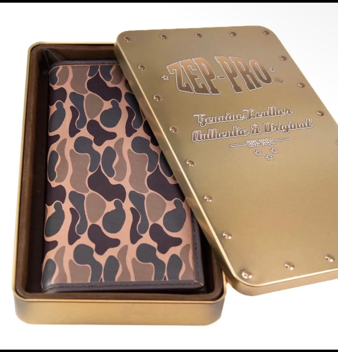 Zep-Pro Mallard Secretary Old School Camo Leather Wallet for Men