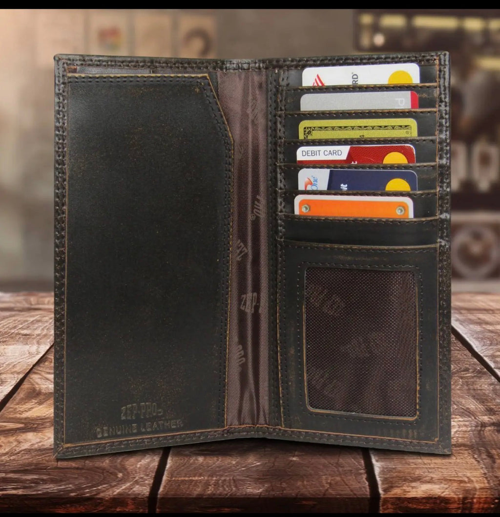 Zep-Pro Shotshell Burnished Leather Secretary Wallet for Men