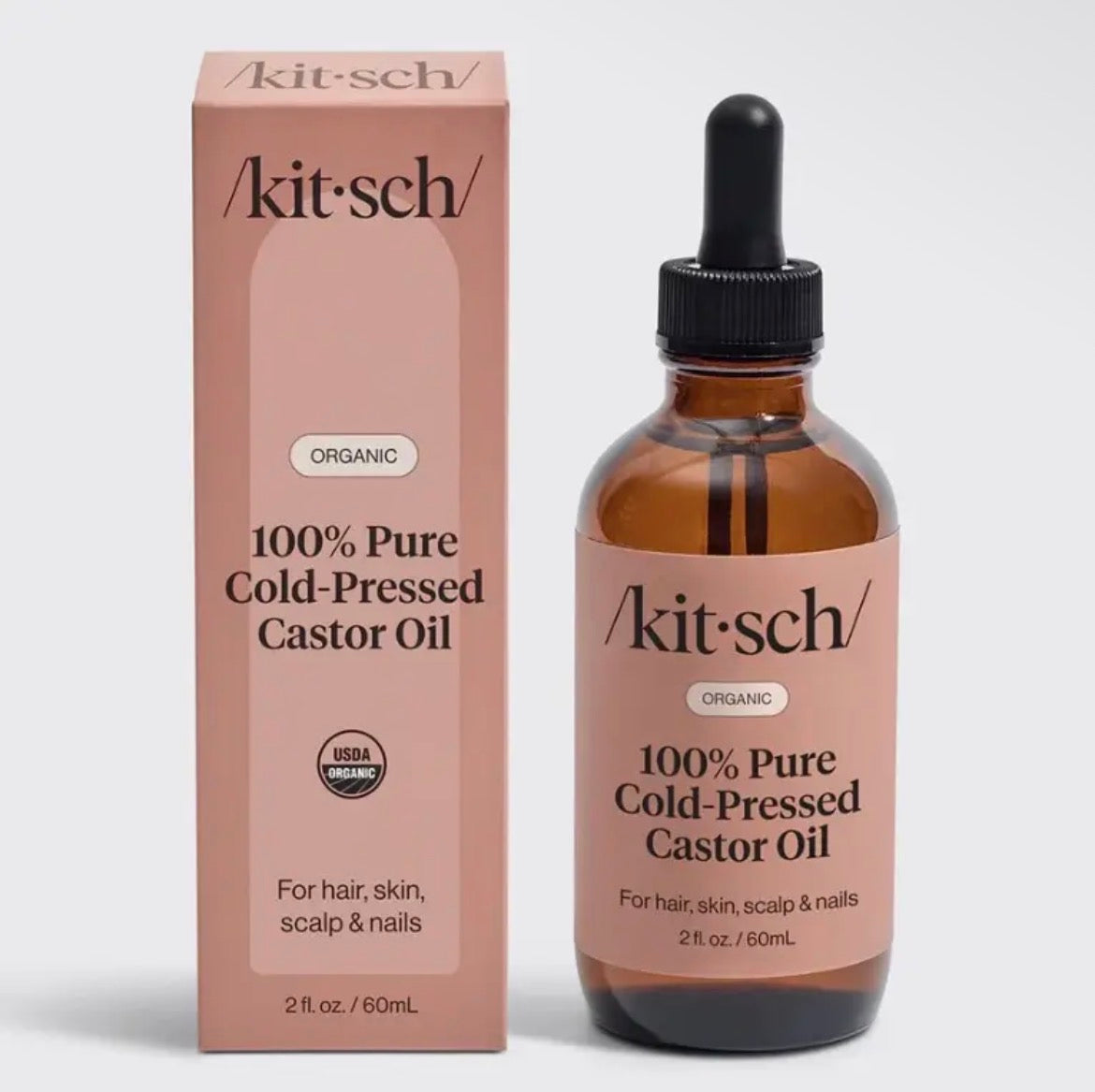 Kitsch Organic 100% Pure Cold-Pressed Castor Oil – 2 fl oz / 60 mL